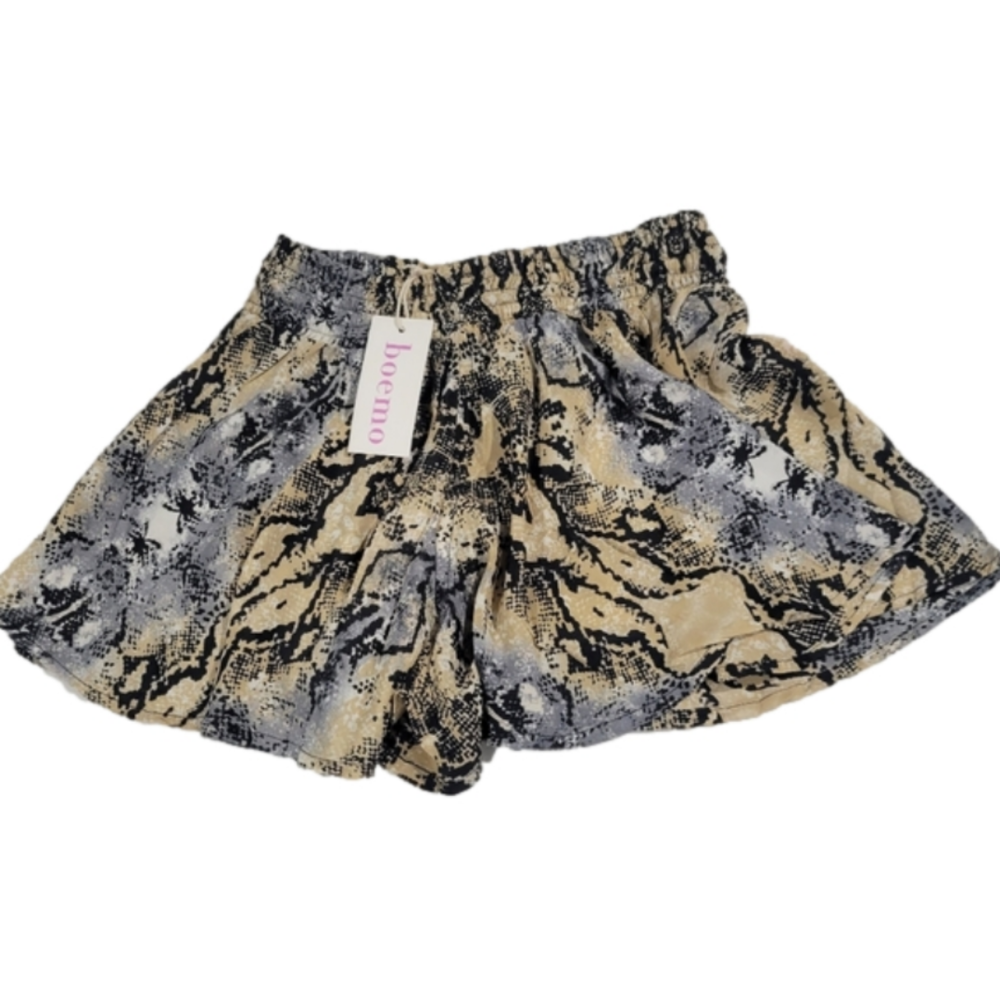 NWOT Anthropologie Snake-Print Flow Shorts in Tan, Black, Gray